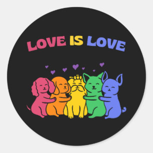 LGBT Love is Love Colorful Cats and Dogs Stickers