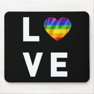 Lgbt Love Rainbow Heart Lesbian Gay Biual  Mouse Pad