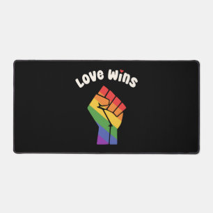LGBT Love Wins Pride Fist Design for Equality Desk Mat