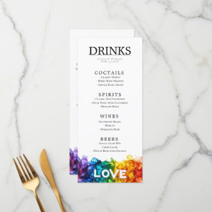 🌈  LGBT + lovely text Painted With Love wedding  Menu