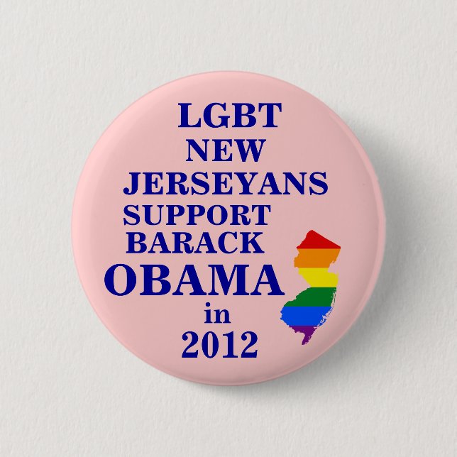 LGBT New Jerseyans for Obama 2012 6 Cm Round Badge (Front)