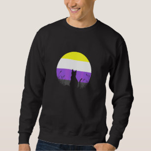 LGBT Non Binary Flag Cat Moon Genderqueer Enby Sweatshirt
