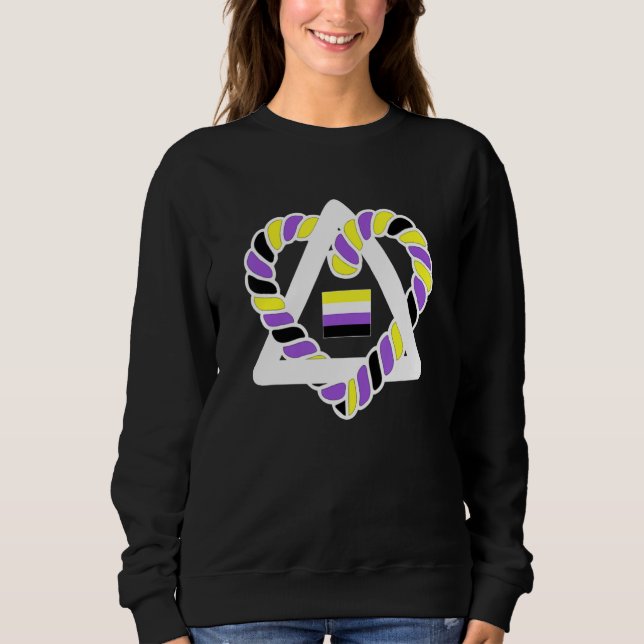 LGBT Non Binary Flag Triangle Heart  Nonbinary Pri Sweatshirt (Front)