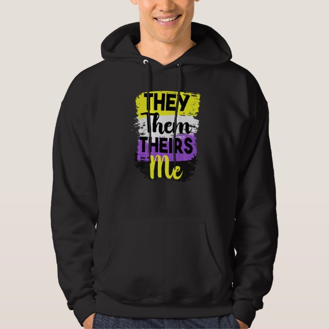 Lgbt Non Binary Pride They Them Nonbinary Genderqu Hoodie (Front)
