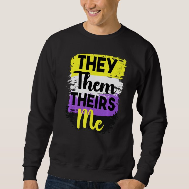Lgbt Non Binary Pride They Them Nonbinary Genderqu Sweatshirt (Front)