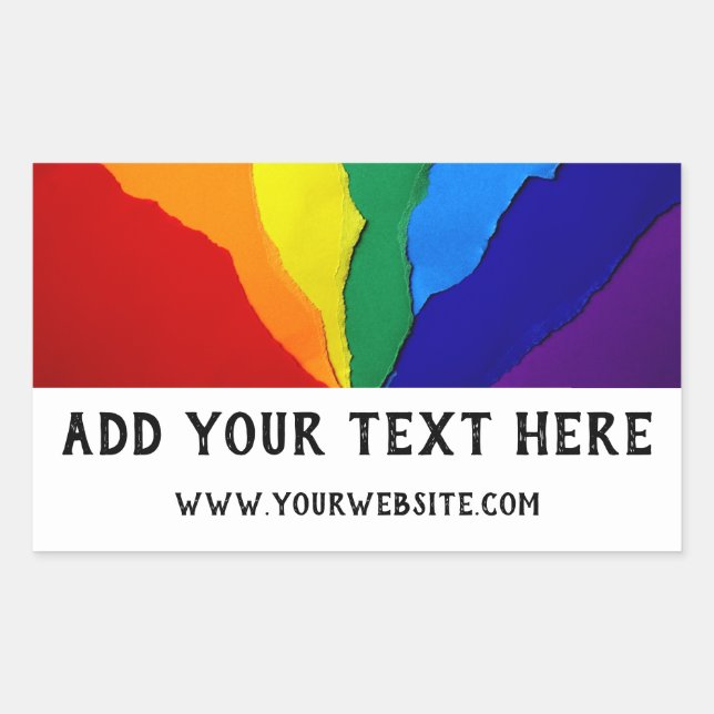 LGBT Owned Business or Activist Pride Rainbow Rectangular Sticker (Front)