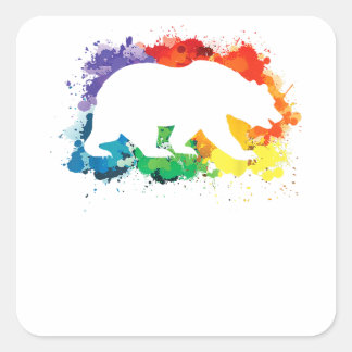 LGBT Paint Splatters Gay Bear  Square Sticker