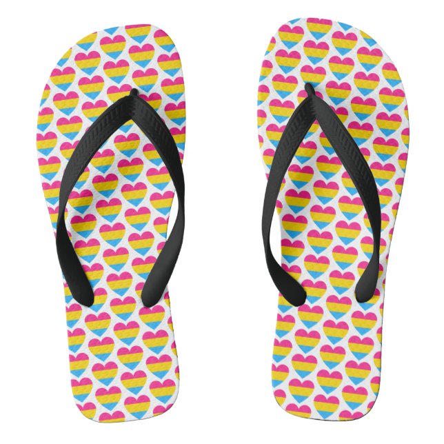 LGBT Pansexual Pride Heart Pattern Jandals (Footbed)