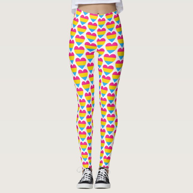 LGBT Pansexual Pride Heart Pattern Leggings (Front)