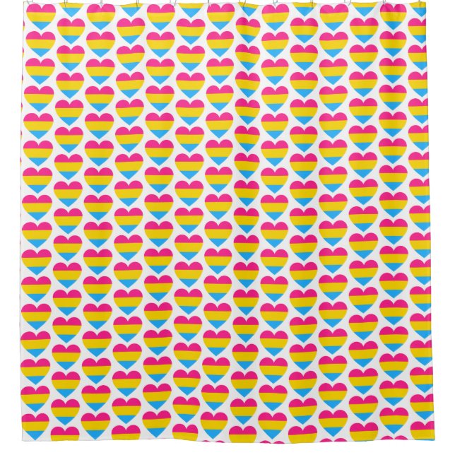 LGBT Pansexual Pride Heart Pattern Shower Curtain (Front)