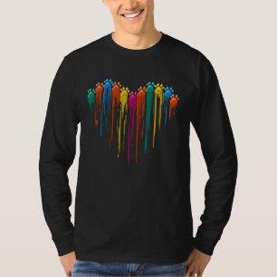 LGBT Paw Cat Dog Colorful Heart Love Animal Men W T-Shirt