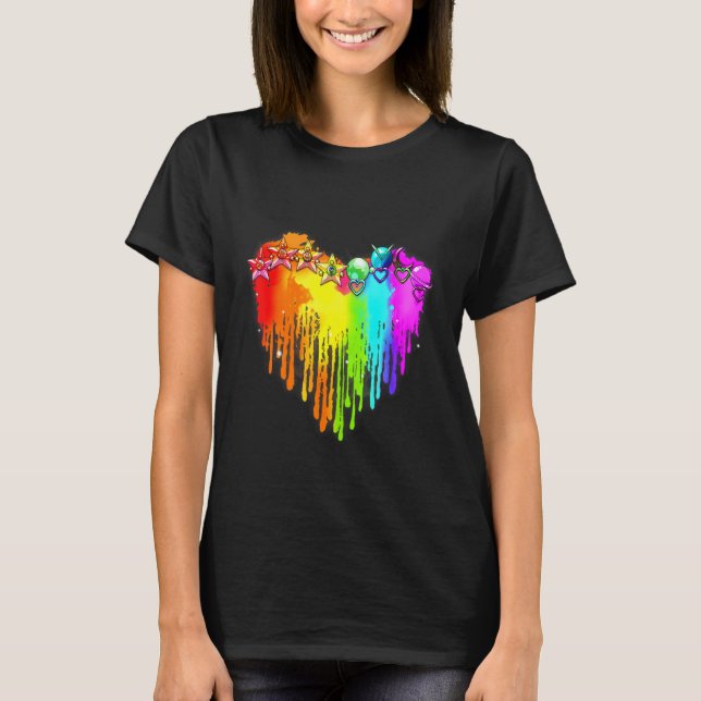Lgbt Planet Star Lgbt Pride Heart Gay Les Bisexual T-Shirt (Front)