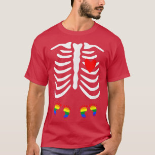Lgbt Pregnancy Announcement Twin Skeleton Baby Les T-Shirt
