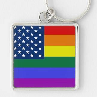 LGBT Pride American Flag with Stars Key Ring