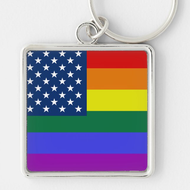 LGBT Pride American Flag with Stars Key Ring (Front)