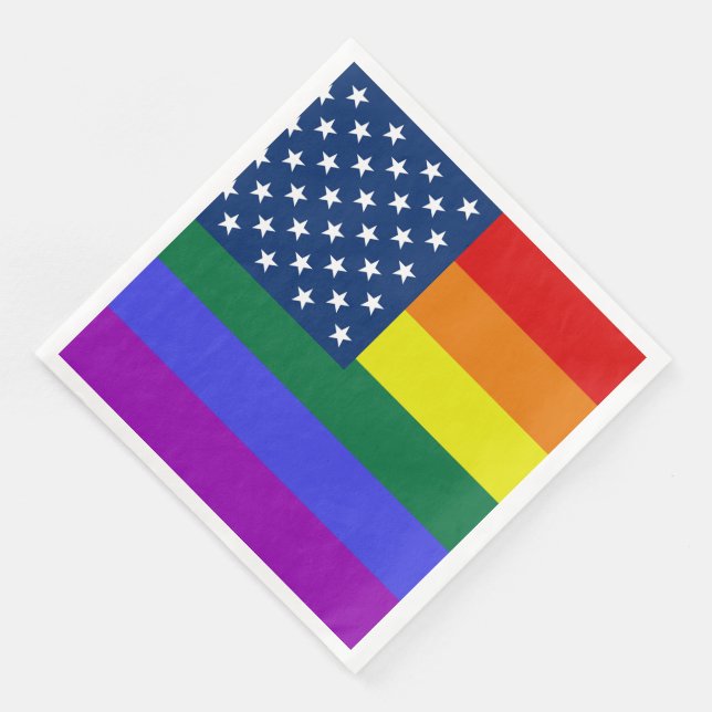 LGBT Pride American Flag with Stars Napkin (Corner)