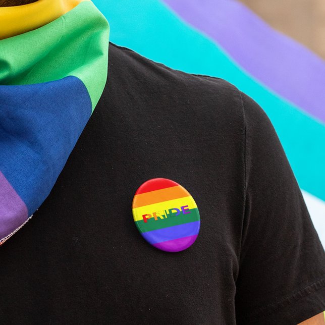 LGBT Pride and Rainbow Flag Pride Pin-Back Button (LGBT Pride and Rainbow Flag Pride Pin-Back Button)