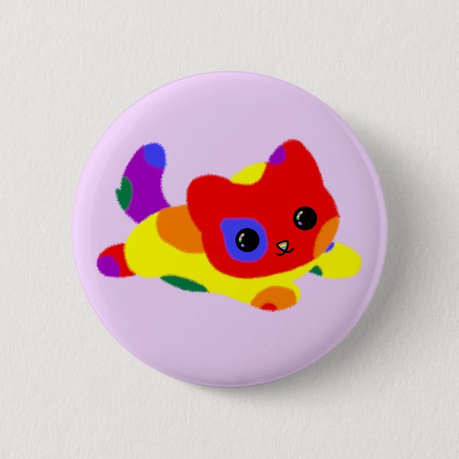 LGBT+ Pride Cat Button (Front)