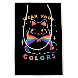 LGBT Pride Cat - Kawaii Rainbow Kitty - Wear your Medium Gift Bag