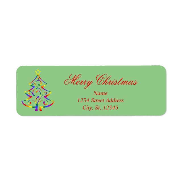 LGBT+ Pride Christmas Tree Return Address Labels (Front)