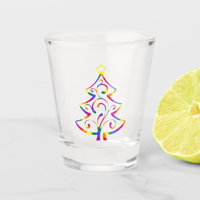 LGBT+ Pride Christmas Tree Shot Glass (Front)