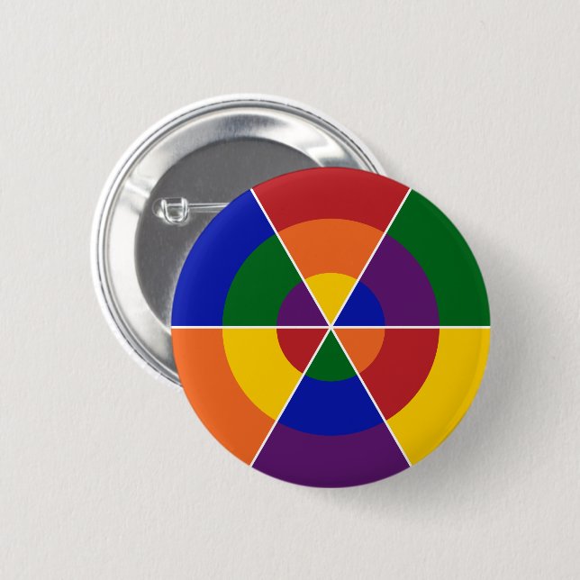 LGBT Pride Colourful Geometric Rainbow 6 Cm Round Badge (Front & Back)