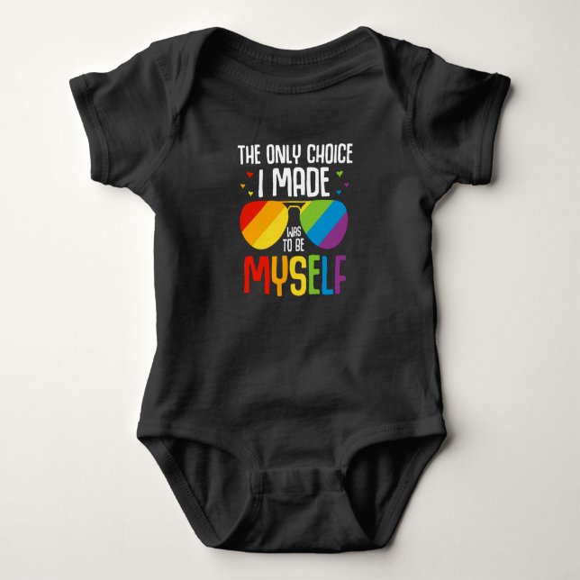 LGBT Pride Colourful Rainbow Sunglasses Equal Righ Baby Bodysuit (Front)