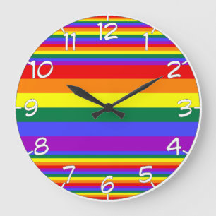 LGBT Pride Colours Numbered Large Clock