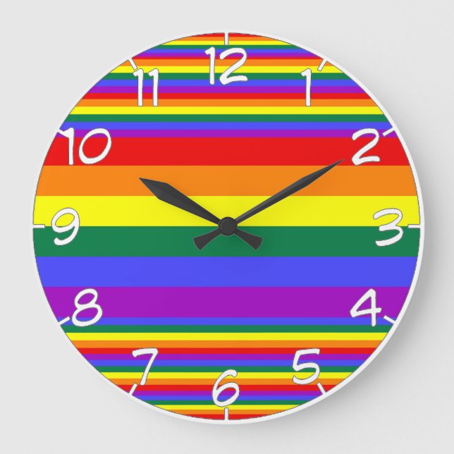 LGBT Pride Colours Numbered Large Clock (Front)