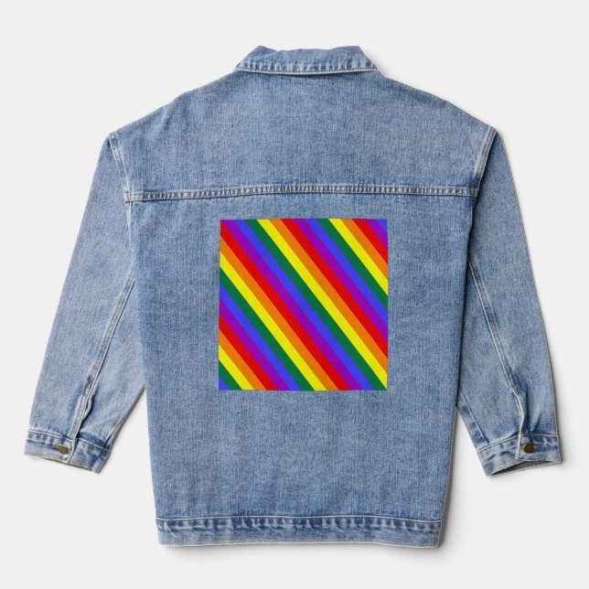 LGBT Pride Colours Stripes Denim Jacket (Back)