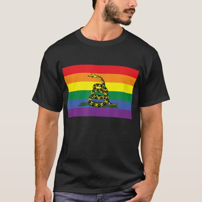 LGBT Pride Don't Tread Rainbow Gadsden Flag  T-Shirt (Front)