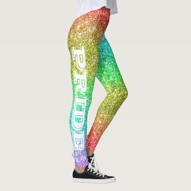 LGBT Pride Faux Glitter Rainbow Leggings (Right)