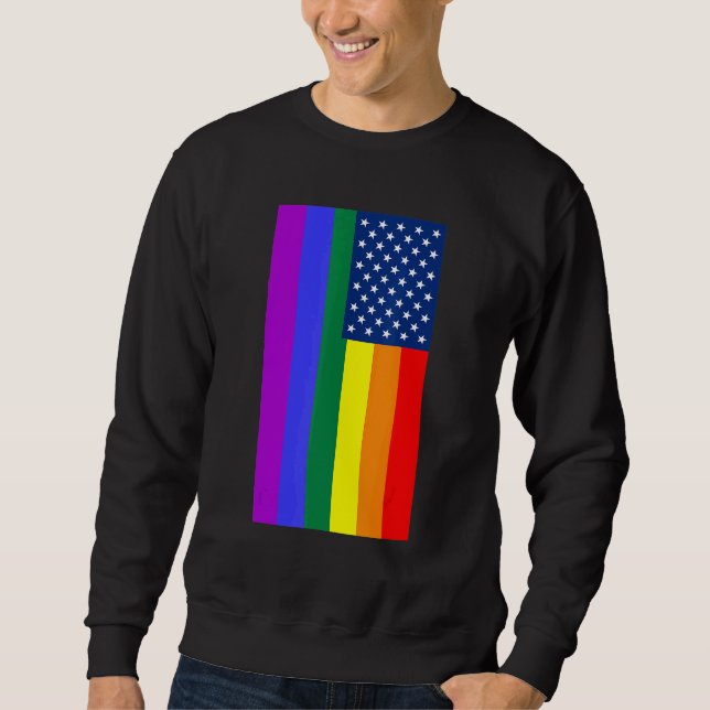 Lgbt Pride Flag American Flag With Stars Sandymapp Sweatshirt (Front)