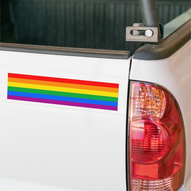 LGBT PRIDE FLAG BAR BUMPER STICKER (On Truck)
