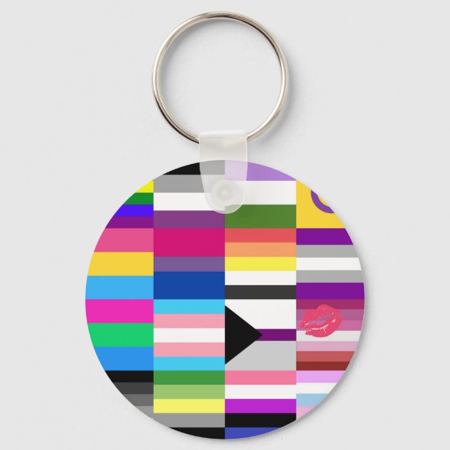 LGBT Pride Flag Collage Key Ring (Front)