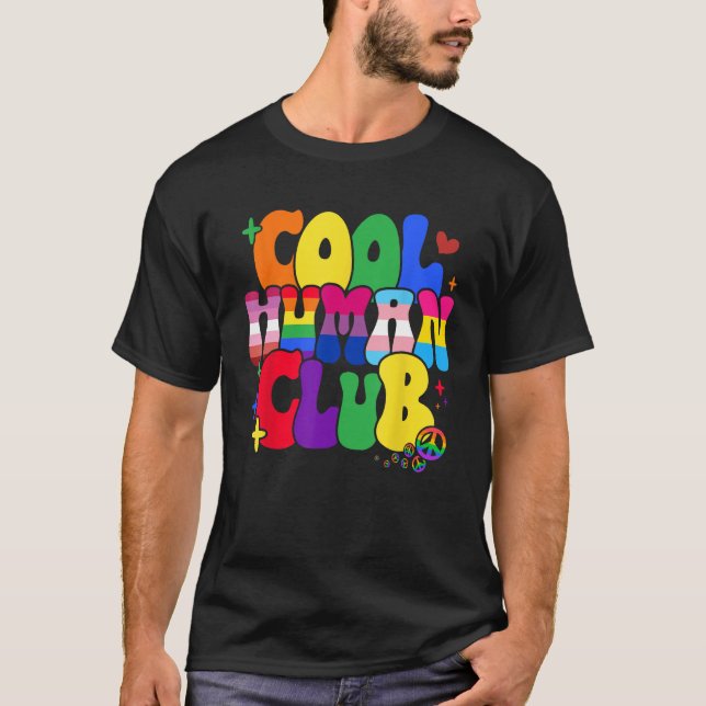 LGBT Pride Flag Cool Human Club  Transgender Lesbi T-Shirt (Front)