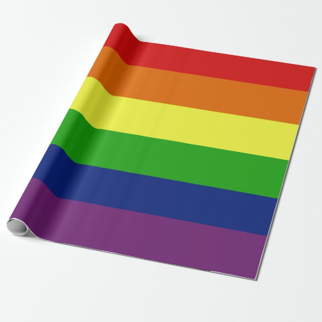 LGBT Pride Flag Rainbow Gift Wrap Paper (Unrolled)