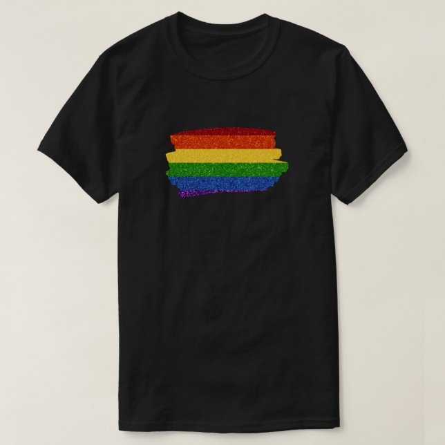 LGBT Pride Flag Rainbow Glitter Scribble T-Shirt (Design Front)