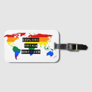 LGBT Pride Flag World Map Luggage Tag Typography