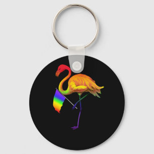 LGBT Pride Flamingos in Flag Colours Key Ring