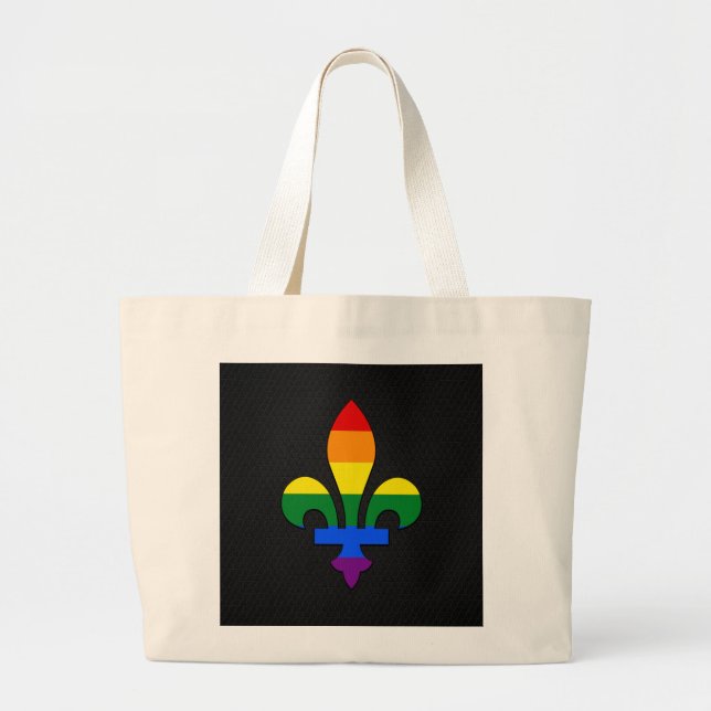 LGBT pride fleur-de-lis  Large Tote Bag (Front)