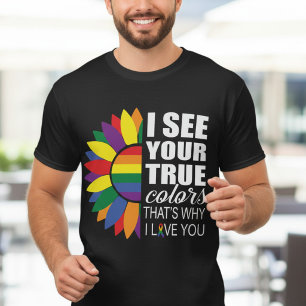 LGBT Pride Gay Lesbian Modern Rainbow Sunflower T-Shirt