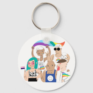 LGBT+Pride. GAY love. Rainbow flag.         Key Ring
