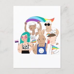 LGBT+Pride. GAY love. Rainbow flag.     Postcard