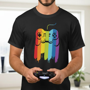 LGBT Pride Gaymer Gamer Modern Rainbow Controller T-Shirt