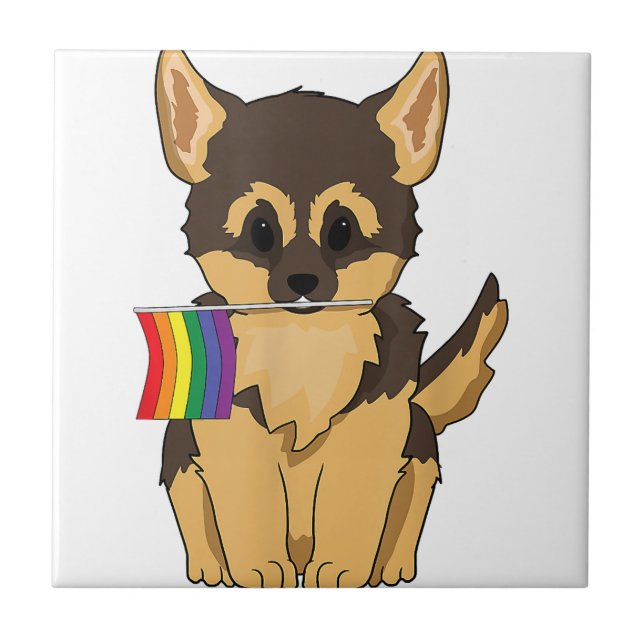 LGBT Pride German Shepherd Dog rainbow flag Gay Le Tile (Front)