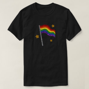 LGBT Pride Glitter Flag & Stars T-Shirt
