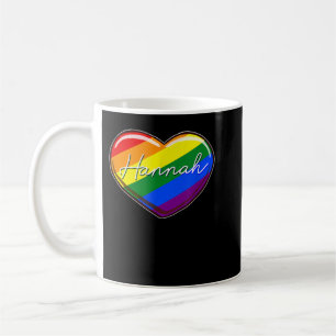 LGBT Pride Heart - First Name Hannah Rainbow Heart Coffee Mug