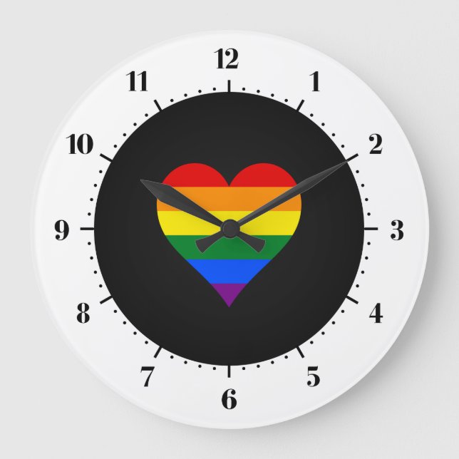 LGBT pride heart Large Clock (Front)