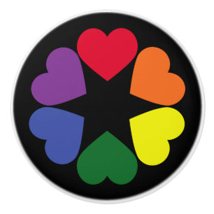 LGBT pride hearts Ceramic Knob